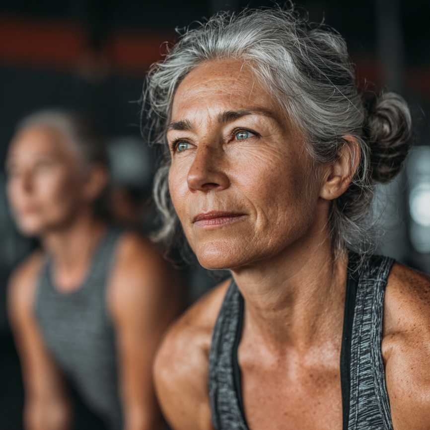 Seniori practicând yoga în grup